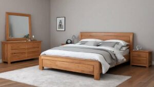 Bettgestell aus Holz im Schlafzimmer (NF)