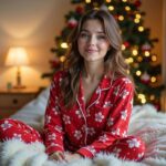 Schlafanzug mit Weihnachtsmotiv für Damen