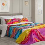 Bett mit bunter Tagesdecke (NF)