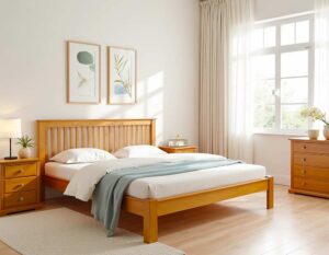 Bett mit hohem Kopfteil